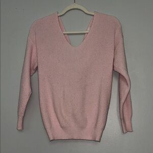 Pink V-Neck Women's Sweater